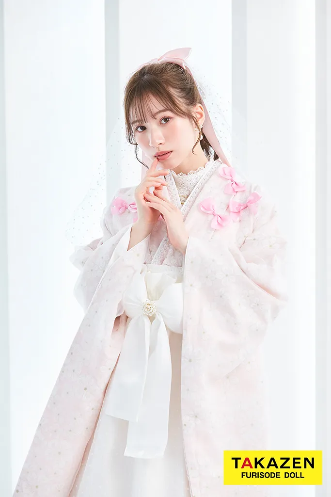 キュート＆ガーリー袴　ピンク　リボン付き　一番かわいい　ラブリー　レースインナーコーデ　白宮みずほ　リボン付きドレス袴ネットレンタル　LH8
