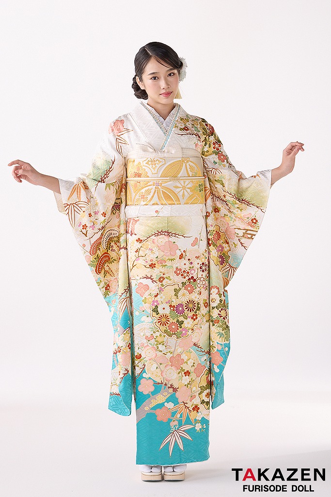 プレミアム古典　吉澤織物/最高級金彩手描友禅/匠　白水色　おしとやか　爽やか　綺麗　上品　天翔天音　26028