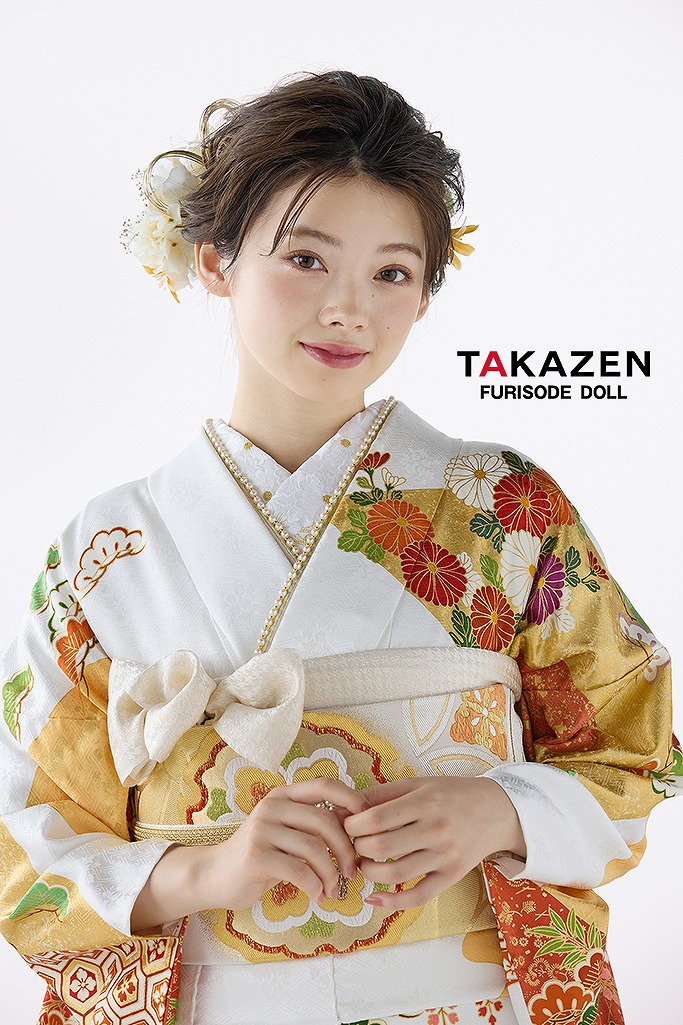 プレミアム古典　吉澤織物/逸品/最高級染繍桶絞り友禅　白エンジ　高級振袖　上品　柄小さめ　金駒刺繍　南琴奈　26029