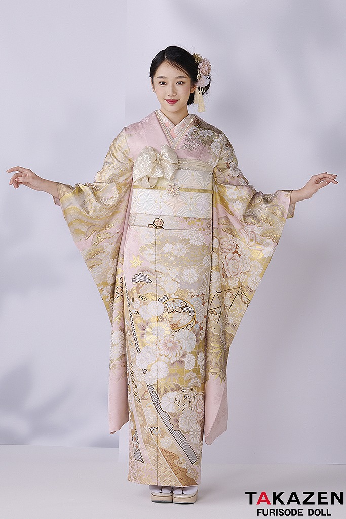 高級古典　関芳/最高級金彩刺繍友禅　ピンク　レース　綺麗　桂由美振袖　天翔天音　26034