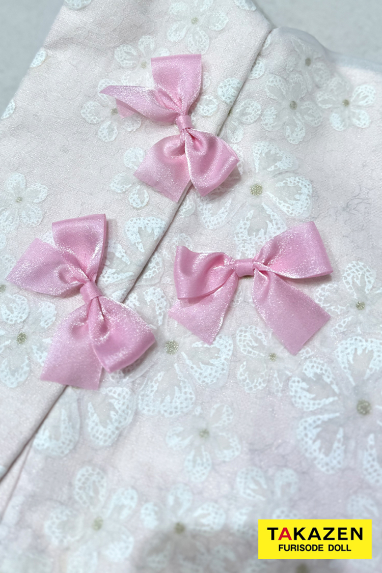 最新作ヘップバーンキュート　ピンク　リボン付き　オーガンジー/レース　一番かわいい　ガーリー　レースインナー　洋風　姫系振袖ネットレンタル　周防ジゼル　27013