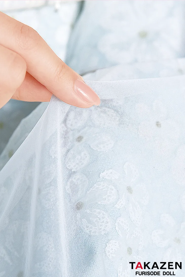 最新作キュート＆ガーリー　水色　リボン付き　オーガンジー/レース　一番かわいい　レースインナー　洋風　姫系振袖ネットレンタル　佐藤不二子　27014