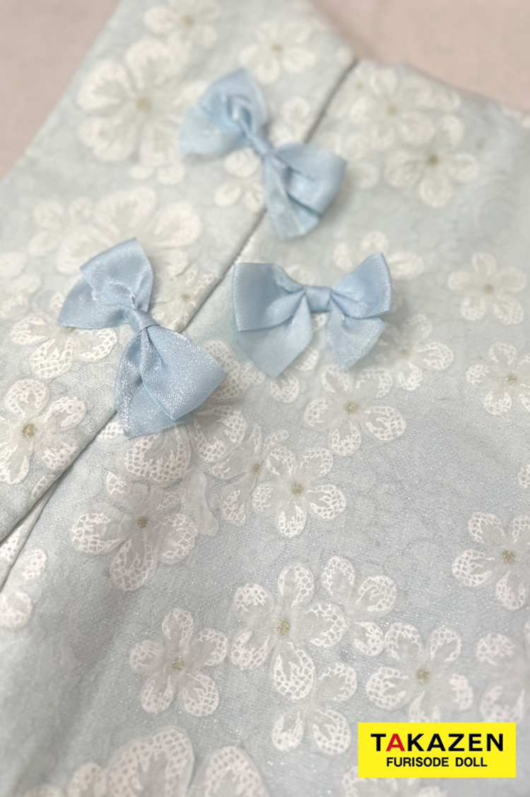 最新作キュート＆ガーリー　水色　リボン付き　オーガンジー/レース　一番かわいい　レースインナー　洋風　姫系振袖ネットレンタル　佐藤不二子　27014