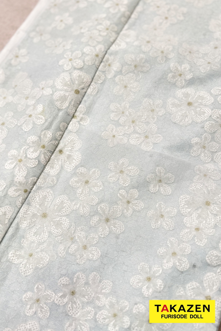 最新作キュート＆ガーリー　水色　リボン付き　オーガンジー/レース　一番かわいい　レースインナー　洋風　姫系振袖ネットレンタル　佐藤不二子　27014