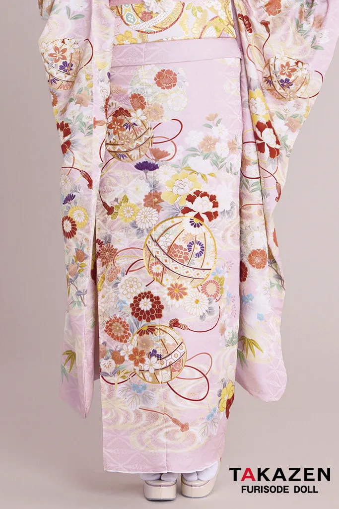 最新作正統派古典　ピンク　鞠柄/和柄　かわいい　はんなり　上品　きれいめ　王道　TAKAZENオリジナルカラー振袖ネットレンタル　南琴奈　27020