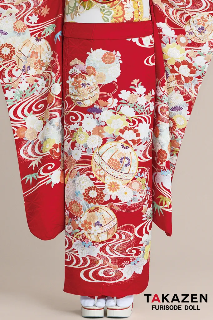 最新作正統派古典　ピンク　鞠柄/流水模様　王道　かわいい　はんなり　上品　きれいめ　清楚　FURISODE DOLLオリジナルカラー振袖ネットレンタル　佐藤不二子　27021