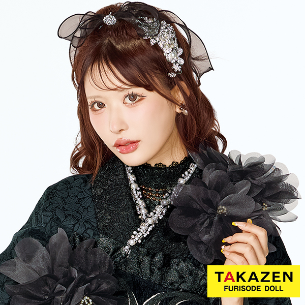 レースインナーネットレンタル　（レース素材つけ襟・袖・スカート・パールネックレスの4点セット）　ブラック/黒