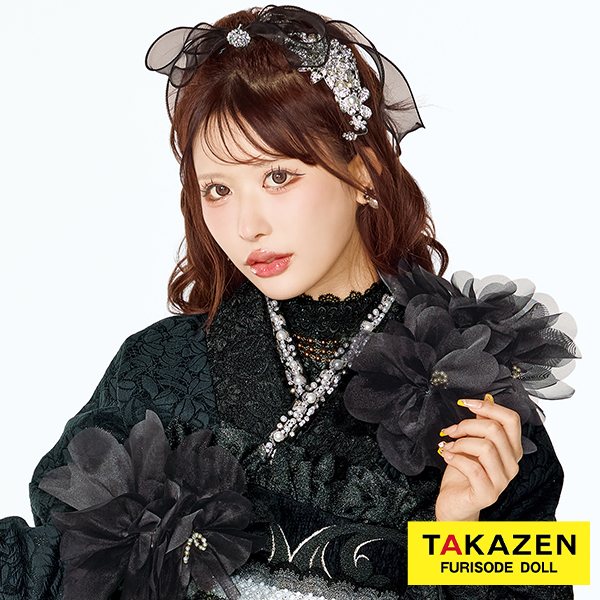 パール付き重ね衿ネットレンタル　黒/白　キラキラ　可愛い　目立つ　オシャレ小物