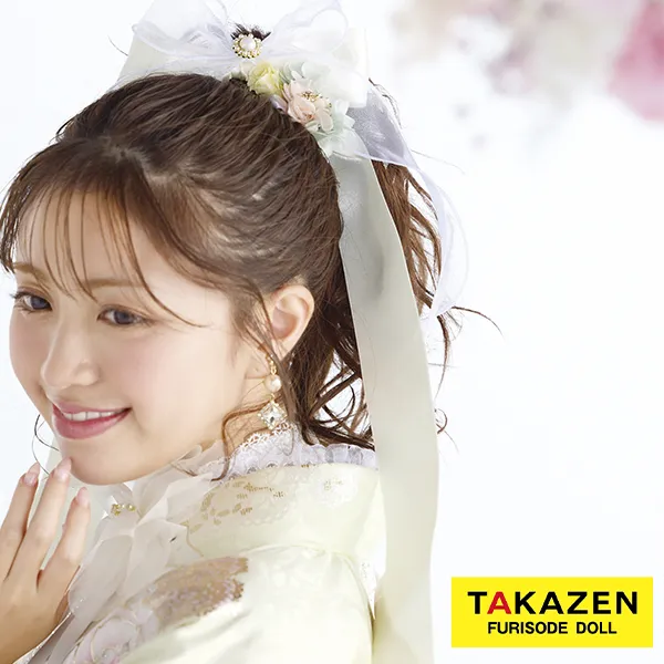 かわいいリボン髪飾り　黄色　パステルカラー　小花　キラキラパーツ付き　おしゃれ　ガーリーヘアアクセサリー　フェミニンorder51