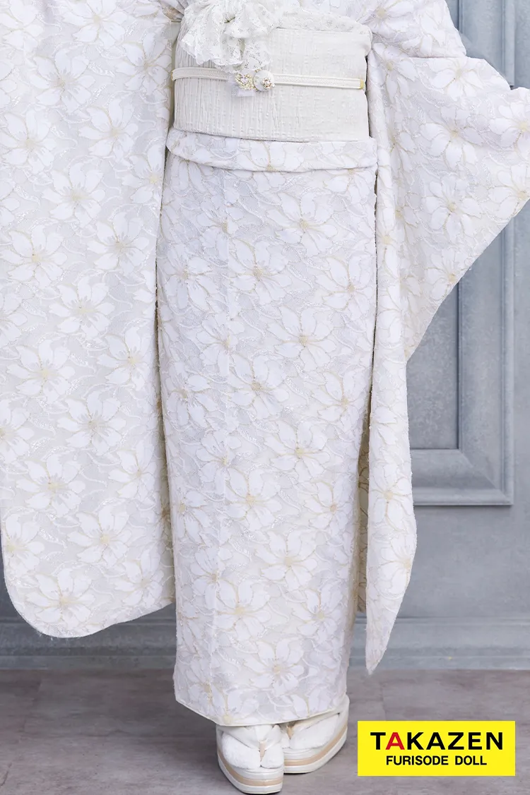 激安！くすみカラーガーリー　白 　総レース振袖ネットレンタル　かわいい　ホワイトコーデ　量産型　おしゃれ　23015