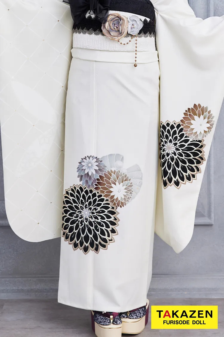 安い！玉城ティナ×紅一点ブランド振袖ネットレンタル　白/ホワイト　すっきり柄/ワンポイント柄　シンプル　大人っぽい　23018