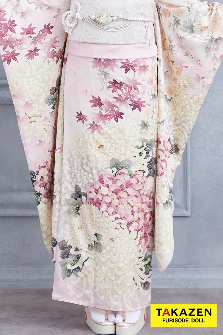 格安お得！華徒然×吉木千沙都ブランド振袖ネットレンタル　ピンク/淡い色　乱菊柄　清楚　かわいい　大人っぽい　きれいめ　K364