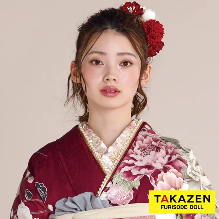 刺繍衿通販　牡丹に八重桜　ピンク/クリーム　古典柄　くすみ系　大人っぽい　半襟68