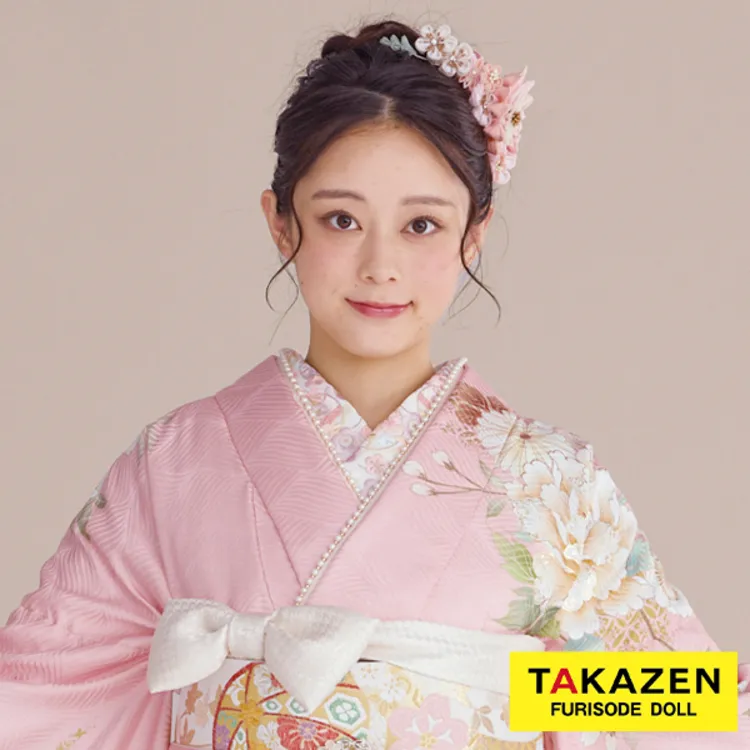 刺繍衿通販　毬柄/松柄　ピンク/クリーム　かわいい　淡い色　半襟69