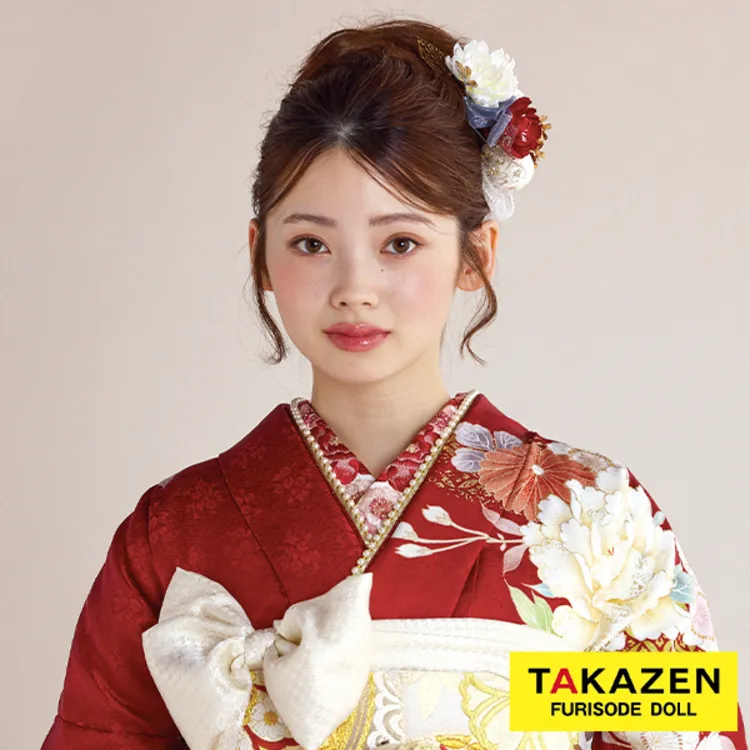 刺繍衿通販　牡丹に八重桜　赤　古典柄　綺麗　大人っぽい　上品　半襟72