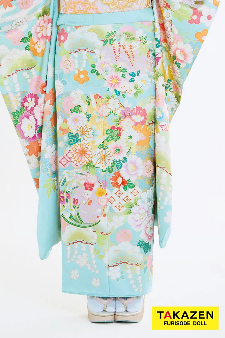 最新作プレミアム古典　水色/淡い色　菊柄/七宝　吉澤織物　吉祥の晴れ着田中優子の世界　綺麗　透明感のある振袖ネットレンタル　上品　南琴奈　27036
