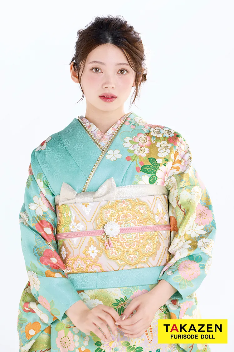最新作プレミアム古典　水色/淡い色　菊柄/七宝　吉澤織物　吉祥の晴れ着田中優子の世界　綺麗　透明感のある振袖ネットレンタル　上品　南琴奈　27036
