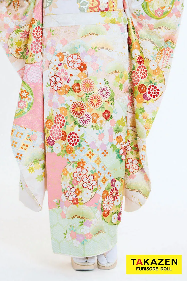 最新作プレミアム古典　白ピンク/白地　菊柄/鹿の子模様　吉澤織物　文樂・人間国宝吉田蓑助の世界　かわいい　透明感のある振袖ネットレンタル　上品　南琴奈　27037