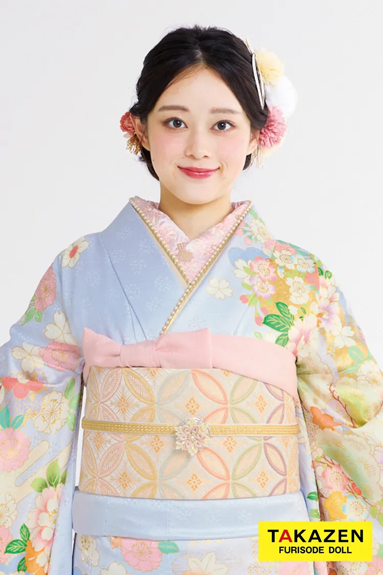 最新作高級古典　赤/赤地　御所車/雲取　吉澤織物　吉祥の晴れ着田中優子の世界　かわいい　はんなり　綺麗　上品な振袖ネットレンタル　佐藤不二子　27042