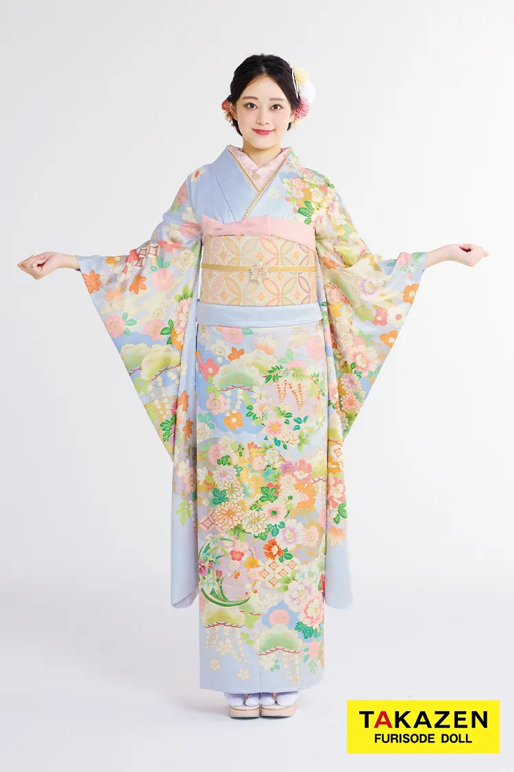 最新作高級古典　赤/赤地　御所車/雲取　吉澤織物　吉祥の晴れ着田中優子の世界　かわいい　はんなり　綺麗　上品な振袖ネットレンタル　佐藤不二子　27042