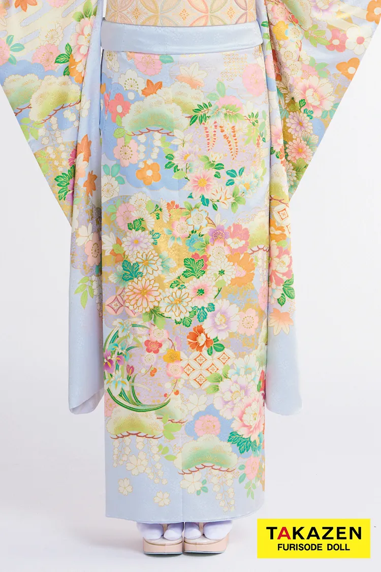 最新作高級古典　赤/赤地　御所車/雲取　吉澤織物　吉祥の晴れ着田中優子の世界　かわいい　はんなり　綺麗　上品な振袖ネットレンタル　佐藤不二子　27042