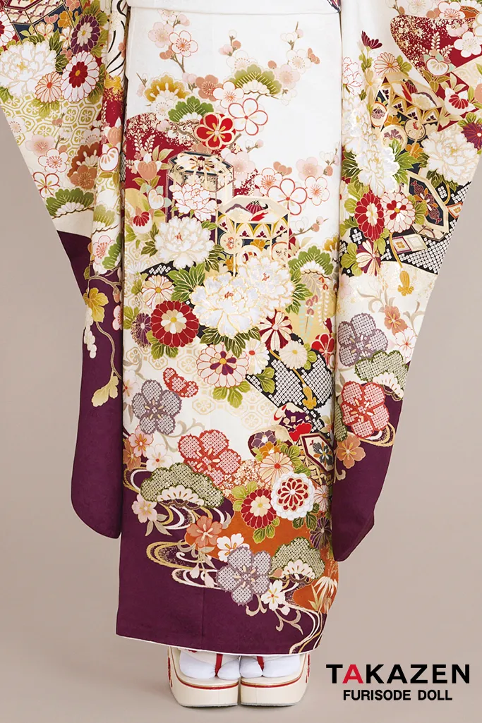 正統派古典　白/白ベース　貝桶柄/菊柄　上品　大人っぽい　清楚な振袖ネットレンタル　おしとやか　柄小さめ　白宮みずほ　26076