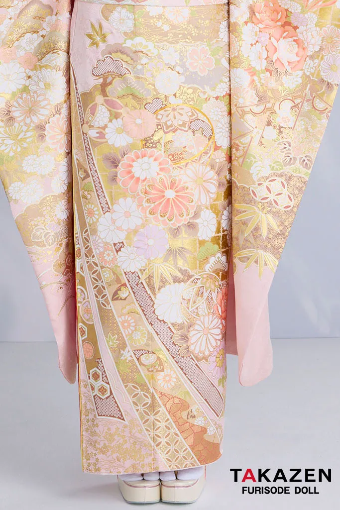 最新作プレミアム古典　紺色/ブルー　吉澤織物　毬柄/牡丹柄　吉祥の晴れ着田中優香の世界　かわいらしい振袖ネットレンタル　上品　佐藤不二子　27039