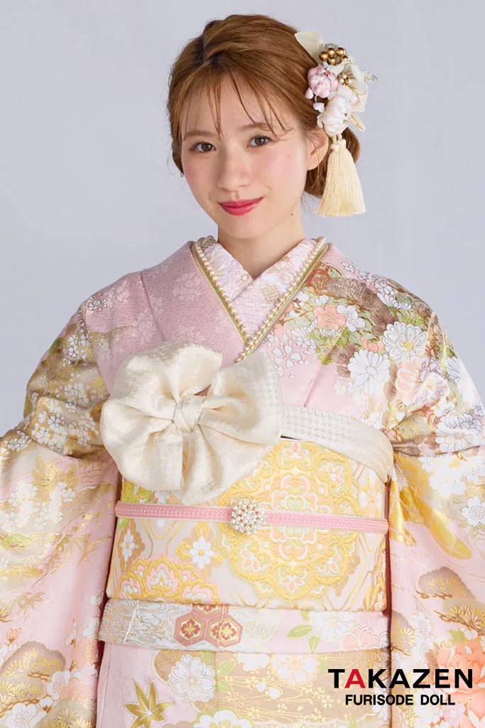 最新作プレミアム古典　紺色/ブルー　吉澤織物　毬柄/牡丹柄　吉祥の晴れ着田中優香の世界　かわいらしい振袖ネットレンタル　上品　佐藤不二子　27039