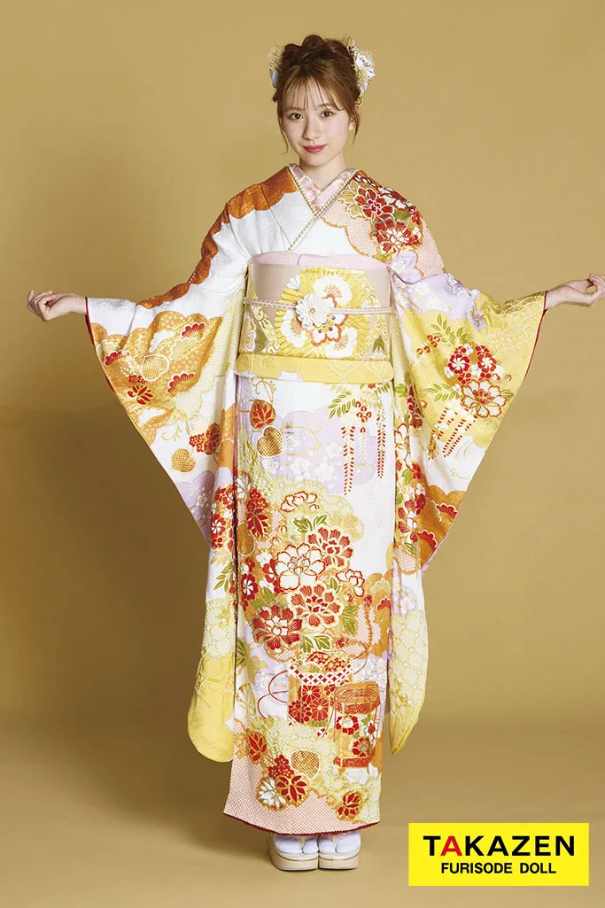 最新作高級古典 白地/オレンジ 滝泰 最高級金彩刺繍絞り友禅 きれいめ