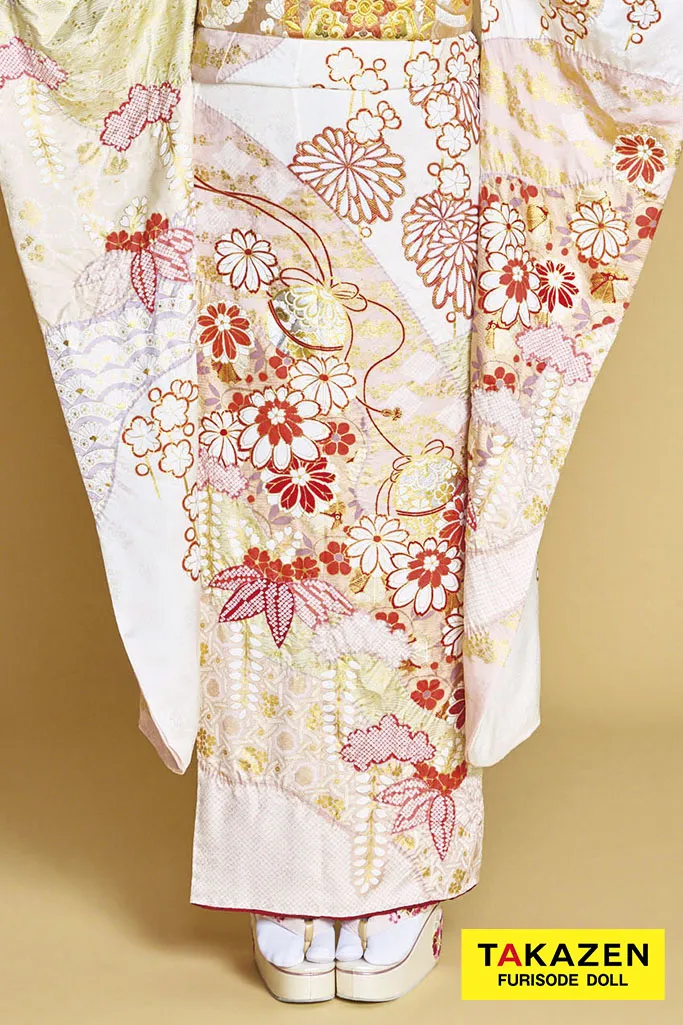 最新作プレミアム古典　白地/ピンク　滝泰　最高級金彩刺繍絞り友禅　きれいめ振袖ネットレンタル　かわいい　上品　清楚　周防ジゼル　27052