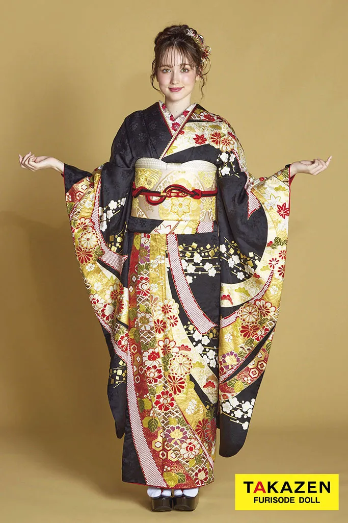 プレミアム古典 滝泰/最高級金彩刺繡絞り友禅 黒 熨斗柄 十日町市長賞