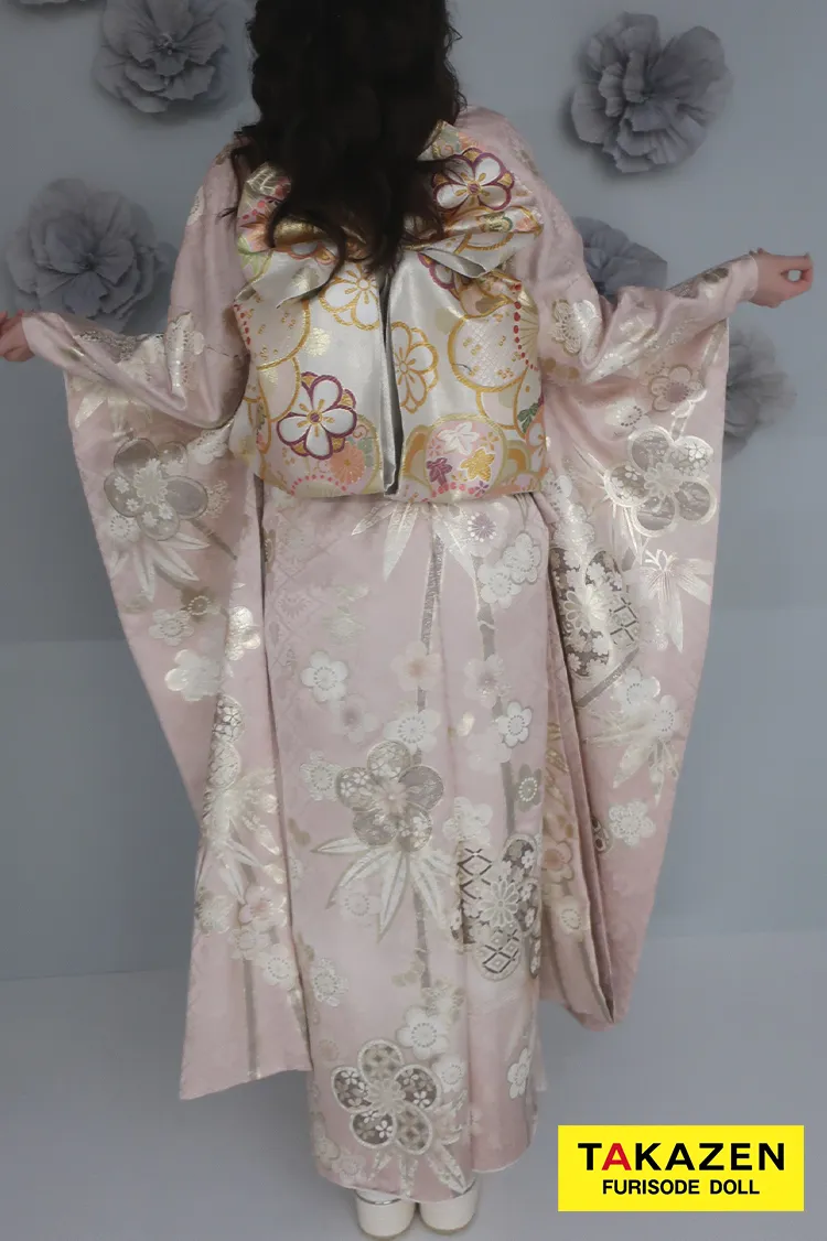 最新作くすみカラー古典　ピンク淡い色　桜柄　かわいい　清楚　上品　今どき　トレンド振袖ネットレンタル　周防ジゼル　27055