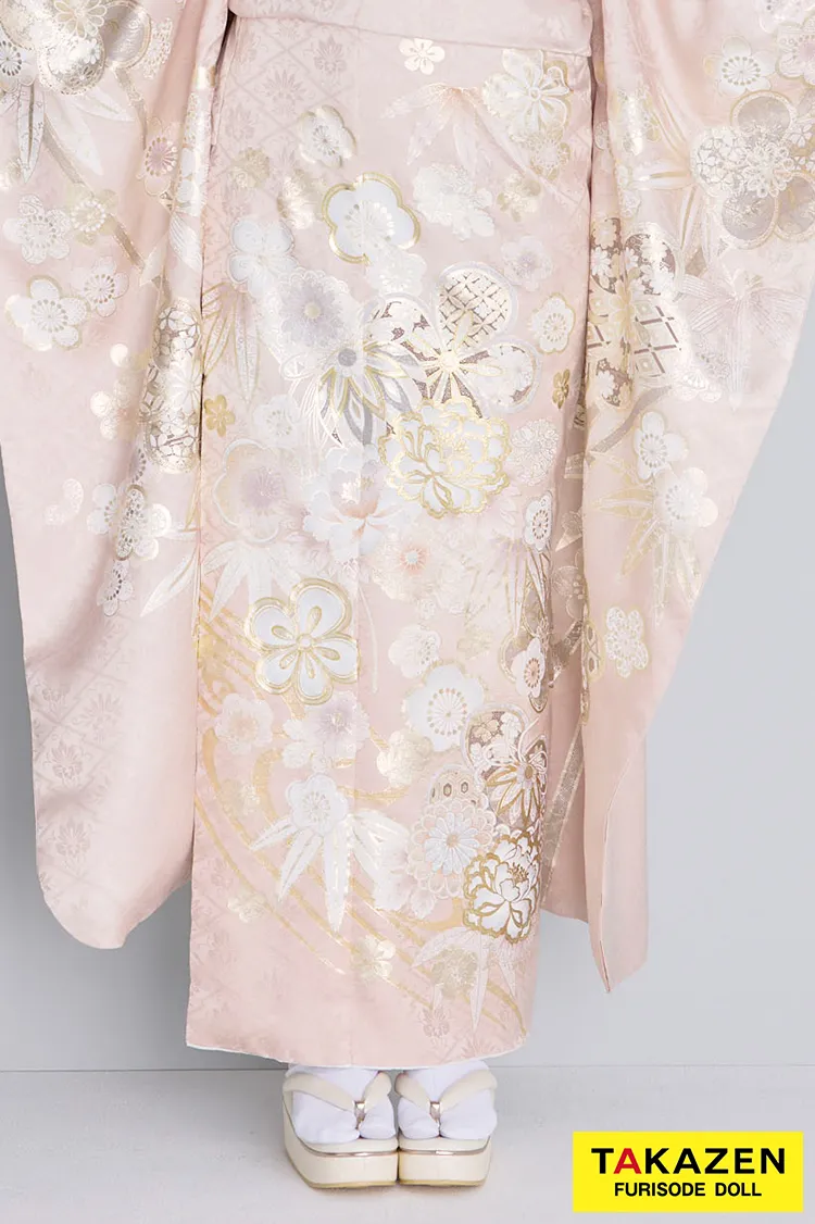 最新作くすみカラー古典　ピンク淡い色　桜柄　かわいい　清楚　上品　今どき　トレンド振袖ネットレンタル　周防ジゼル　27055