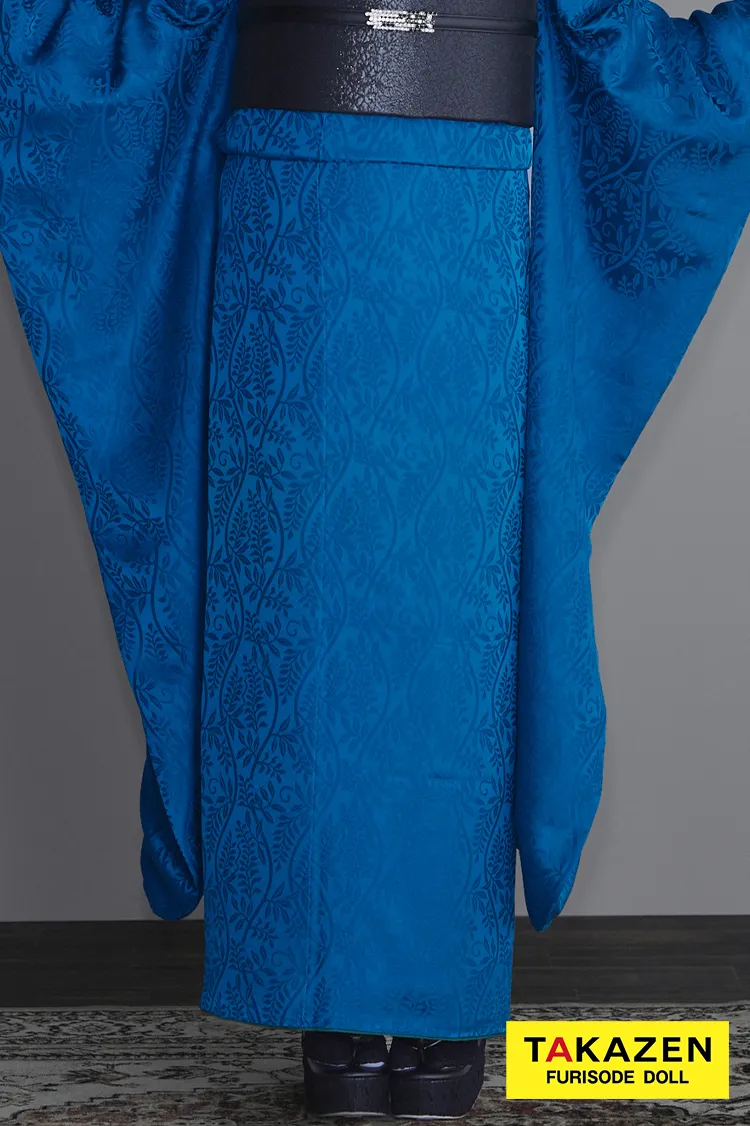 ヴィンテージスタイル　青/ブルー　無地　シンプル　クール　目立つ　かっこいい　かぶらない　派手　スタイリッシュ振袖ネットレンタル　谷田ラナ　26065