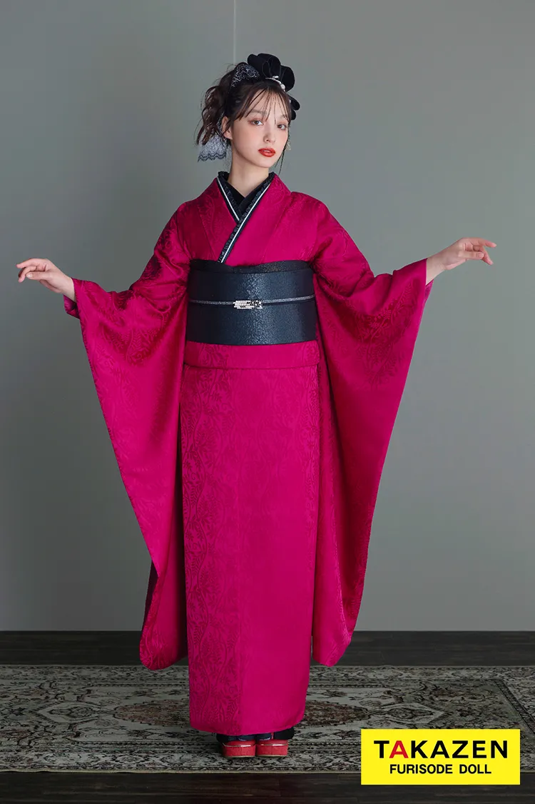 ヴィンテージスタイル　紫/ワインレッド　無地　シンプル　個性的　目立つ　かっこいい　かぶらない振袖ネットレンタル　派手　香川るな　26064