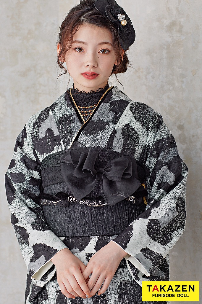 くすみカラーレトロ　黒/グレー/ダスティーカラー　ヒョウ柄　大人っぽい　お洒落　ブーツスタイル　南琴奈　25016