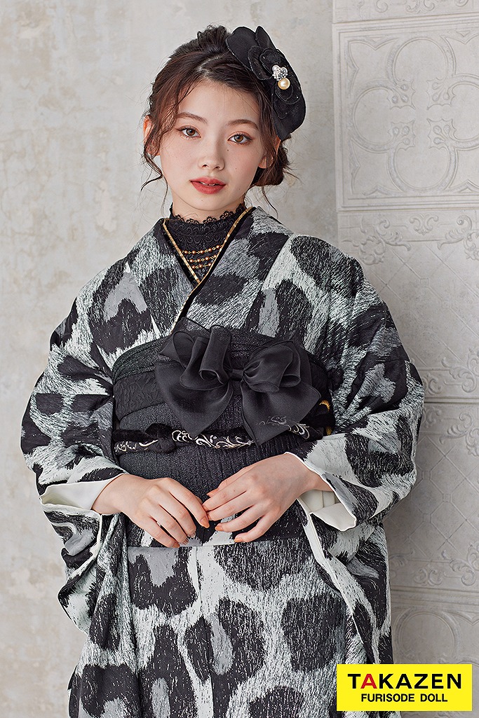 くすみカラーレトロ　黒/グレー/ダスティーカラー　ヒョウ柄　大人っぽい　お洒落　ブーツスタイル　南琴奈　25016