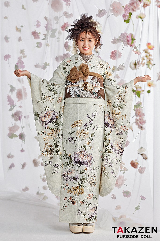 くすみカラーガーリー　アイボリー/白ベース　ボタニカルフラワー　JILL STUART(ジルスチュアート)　かわいらしい　オフカラー　香音ちゃん　25020