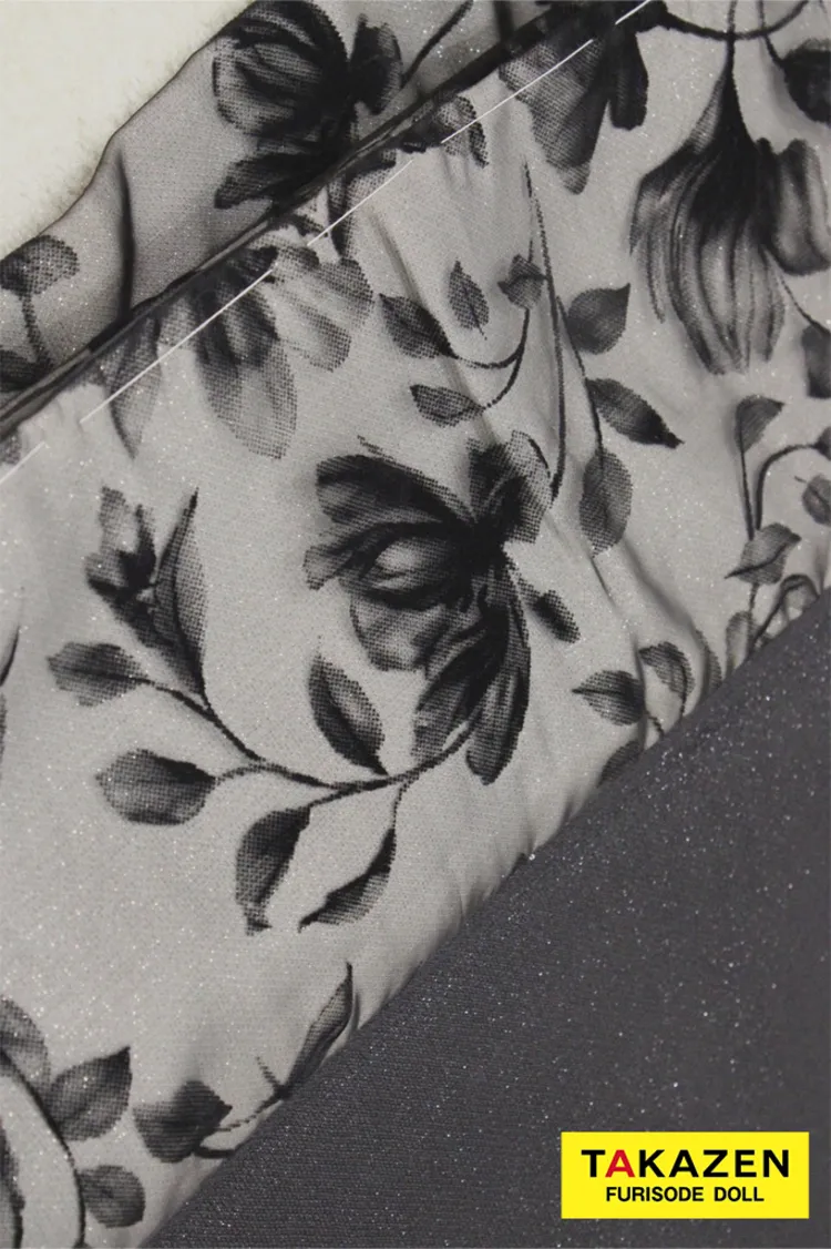 最新作ヴィンテージスタイル　黒/黒ベース　シンプル　スタイリッシュ　おしゃれ　フロッキー生地　大人っぽい振袖ネットレンタル　南琴奈　27063