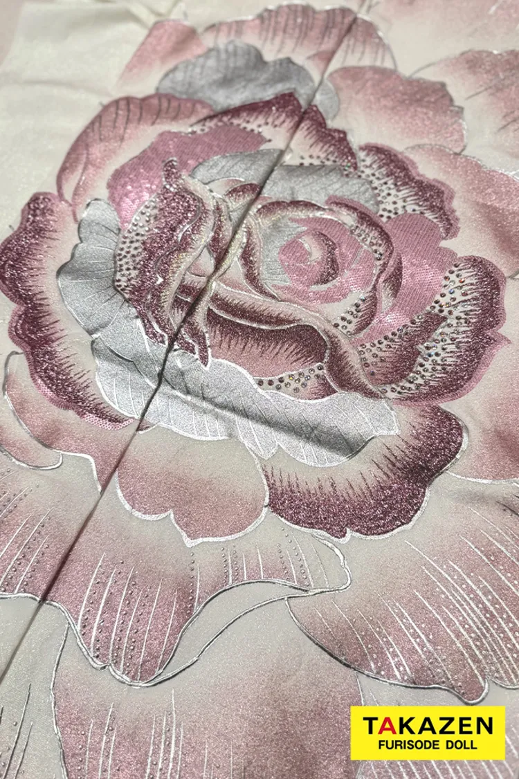 最新作モード 白ピンク 薔薇柄/大柄 一番派手 目立つ かわいい 姫