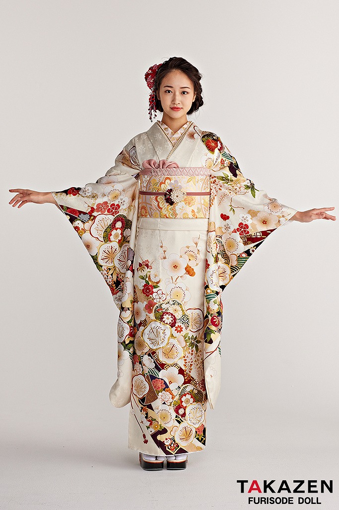 正統派古典　白　梅柄　シンプル　かわいい　低身長さんにおすすめ　天翔愛　25070