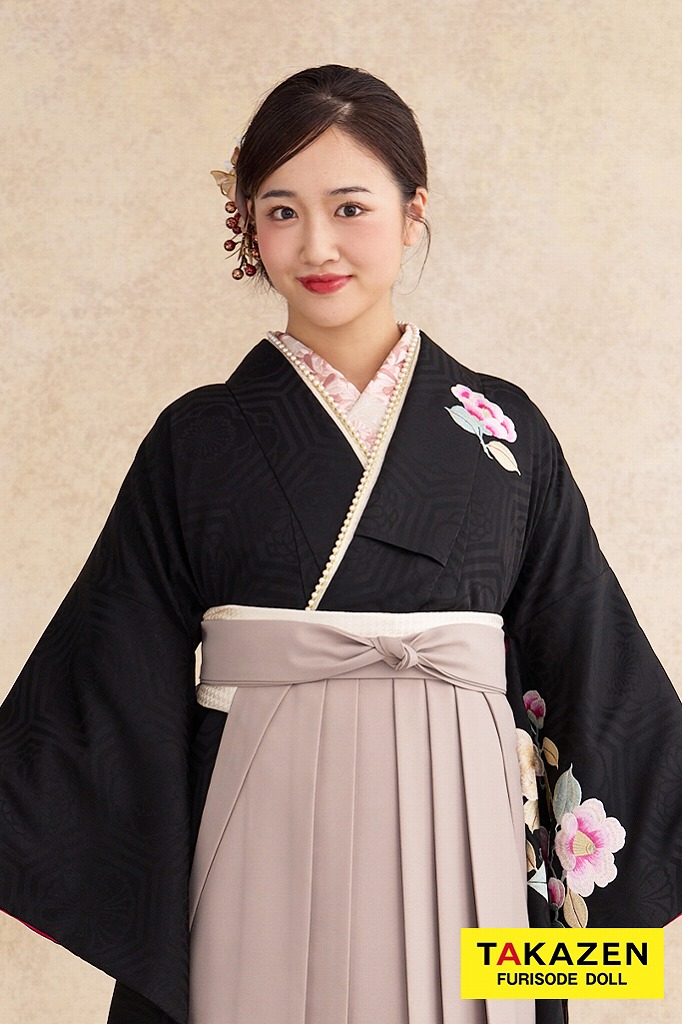 正統派古典　黒　椿刺繍　シンプル　大人っぽい　アンティーク調　レトロモダン　ブーツスタイル　天翔愛　R26004