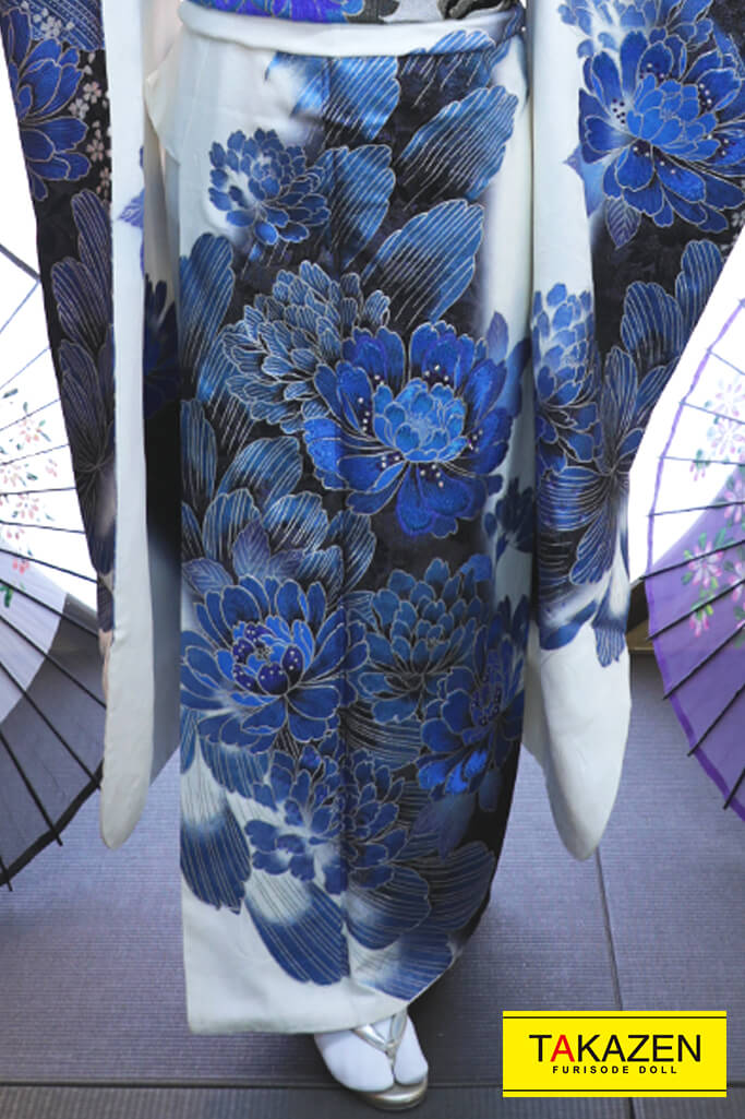 目立つ派手豪華カッコイイ系振袖ネットレンタル 目立つ大柄オシャレ 白 ブルー 青色 F0074 全国対応 振袖通販レンタルならfurisode Doll フリソデドール By Takazen 成人式振り袖 卒業式袴レンタルno 1