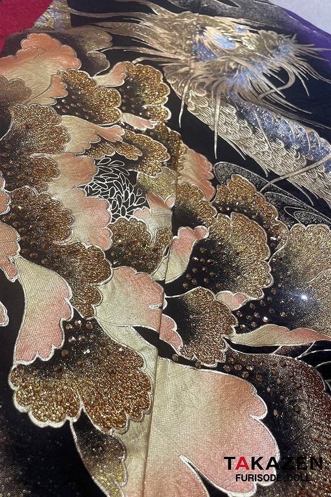 ジャパンモード　紫/黒/ゴールド(金色)　本家龍柄　渋い　派手　カッコイイ　ゴージャス　花魁風振袖　絶対目立つ　キラキラ　今井アンジェリカ　32136