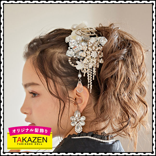 オリジナルヘアアクセサリー髪飾り通販(キラキラバレッタ)　白/シルバー(銀色)