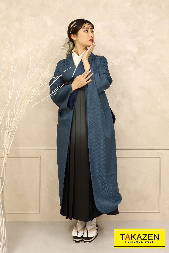 トレンドシンプルスタイル袴ネットレンタル(個性的な着こなし)　青　RY140