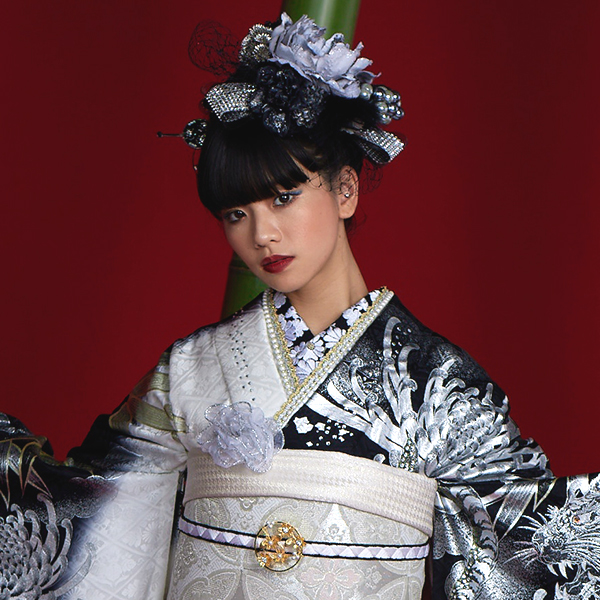 【成人式振袖/卒業式袴/通販レンタル重ね衿】派手可愛いパール　ゴールド(金色)/赤/黒/紫/ブルー/ピンク/シルバー(11種類)