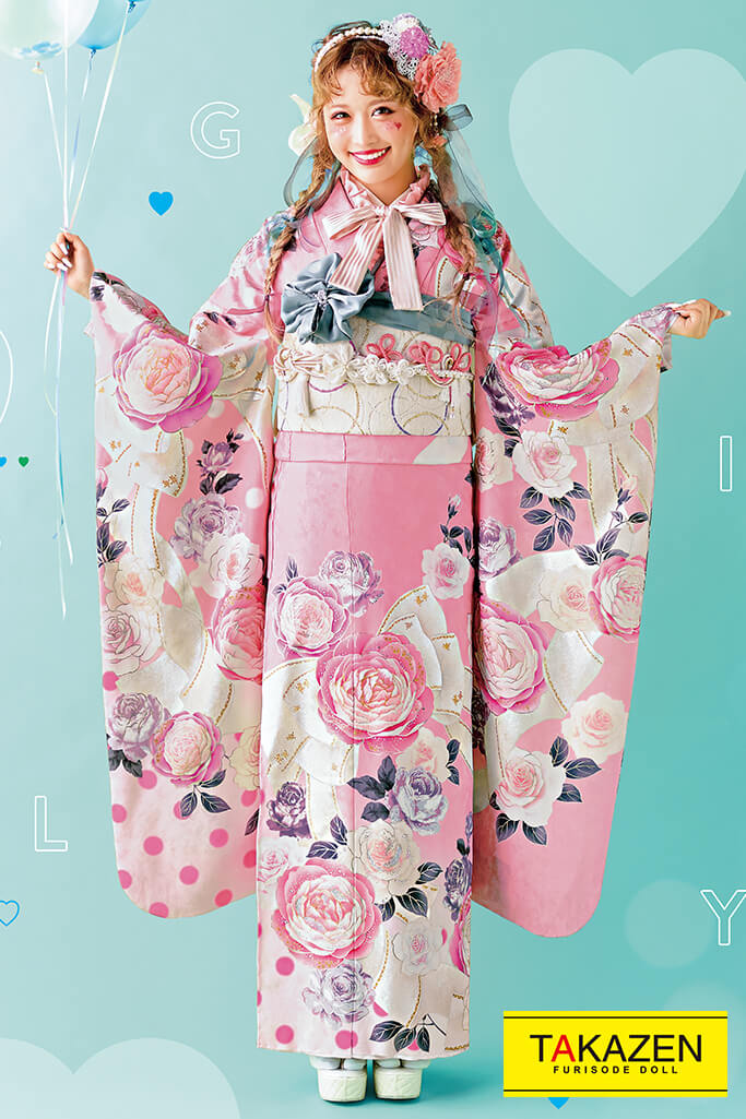 成人式人気振袖 着物 通販レンタル ゆるふわかわいい系 キュートリボン柄 ピンク 白 紫 22年新作 253 全国対応 振袖 レンタルならフリソデドール 成人式振り袖 卒業式袴レンタルno 1