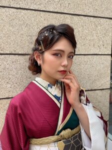 振袖　可愛い　ヘアアレンジ　お洒落　レトロ　レトロヘア