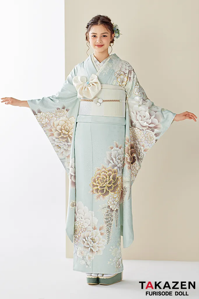 成人式　レンタル　振袖　可愛い　今どき　淡い色　ヘップバーン　誰ともかぶらない　上品　古典柄　くすみカラー　みずいろ　ブルー
